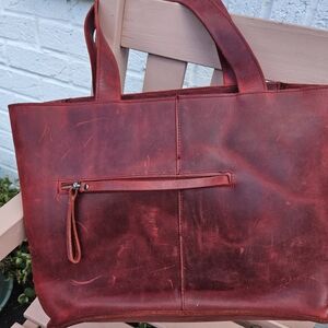 Red Leather Tote Bag